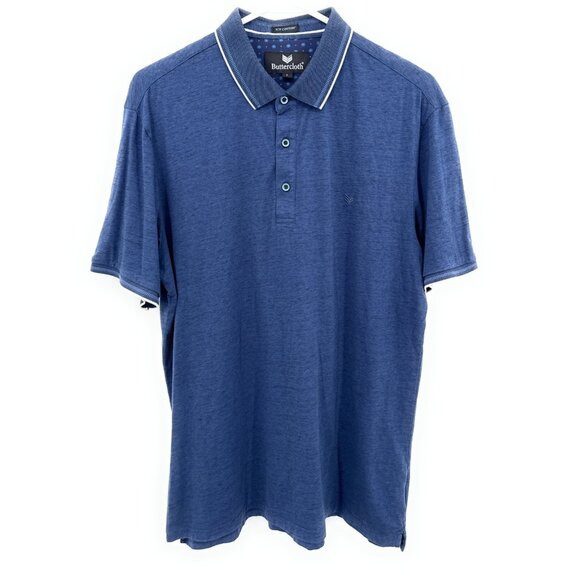 Buttercloth Mens Shirt L Blue Polo Icy Cotton Performance Golf Stretch - Picture 1 of 5